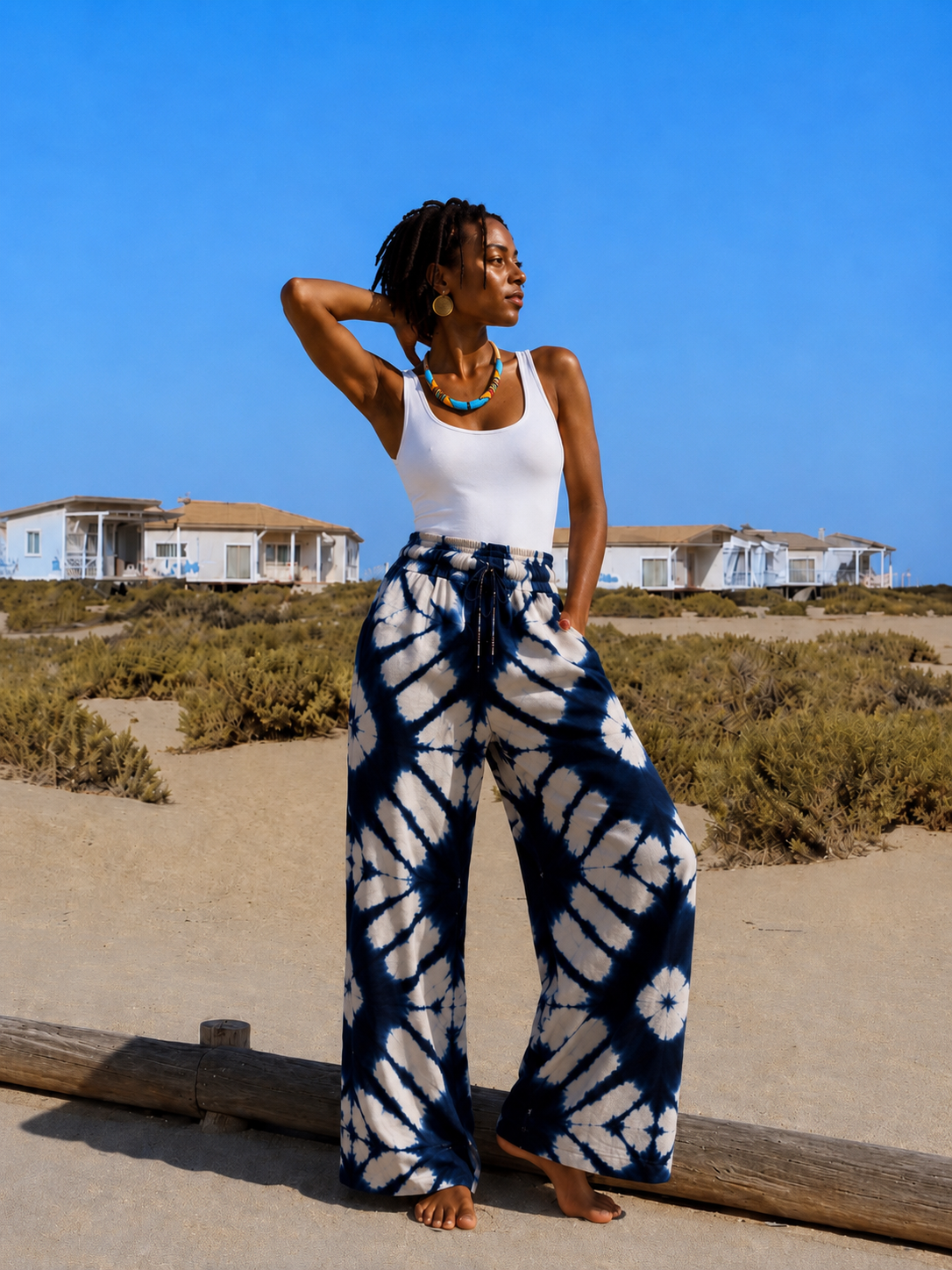 Pant palazzo shibori indigo