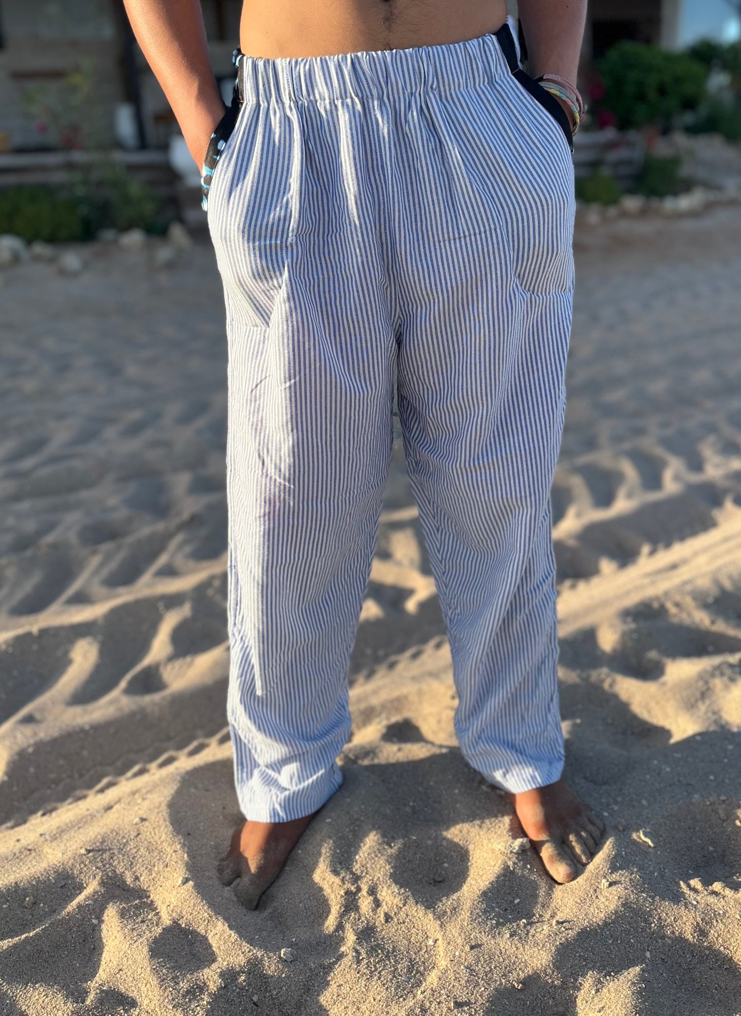 Pants en Lin avec rayures