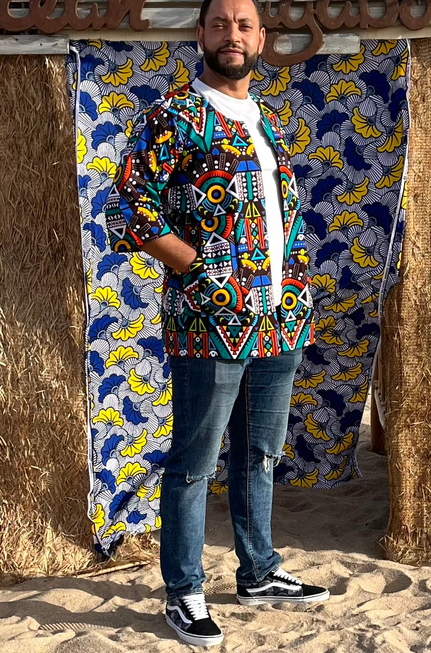Veste en wax motifs Bogolan