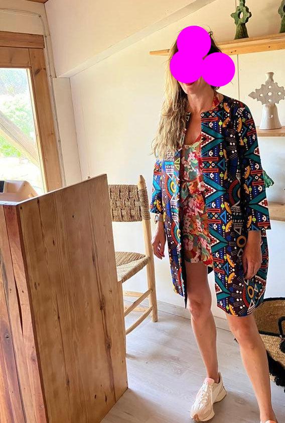 Veste en wax motifs Bogolan