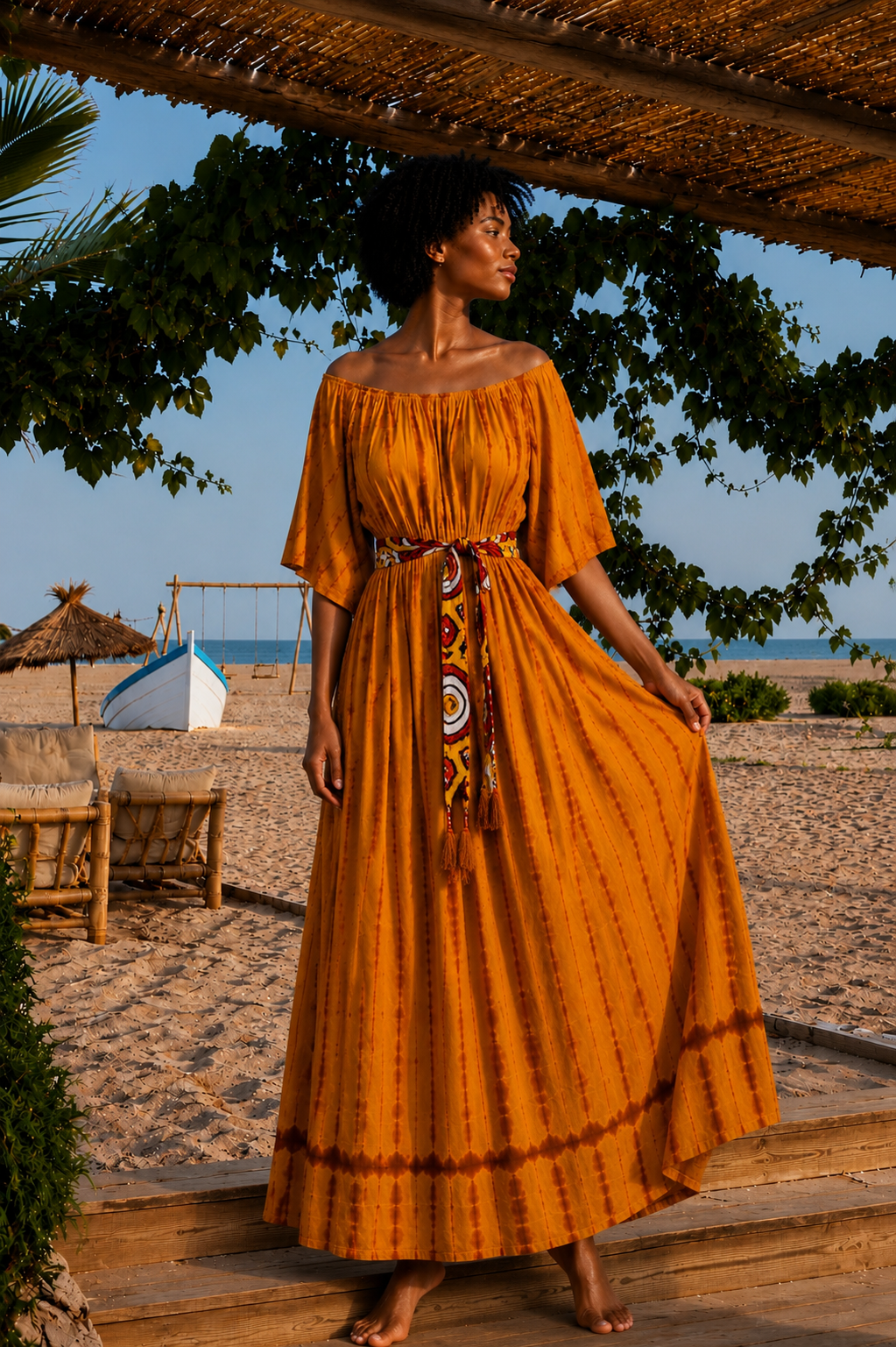 Robe Zina en pagne Melhfa 100 % coton