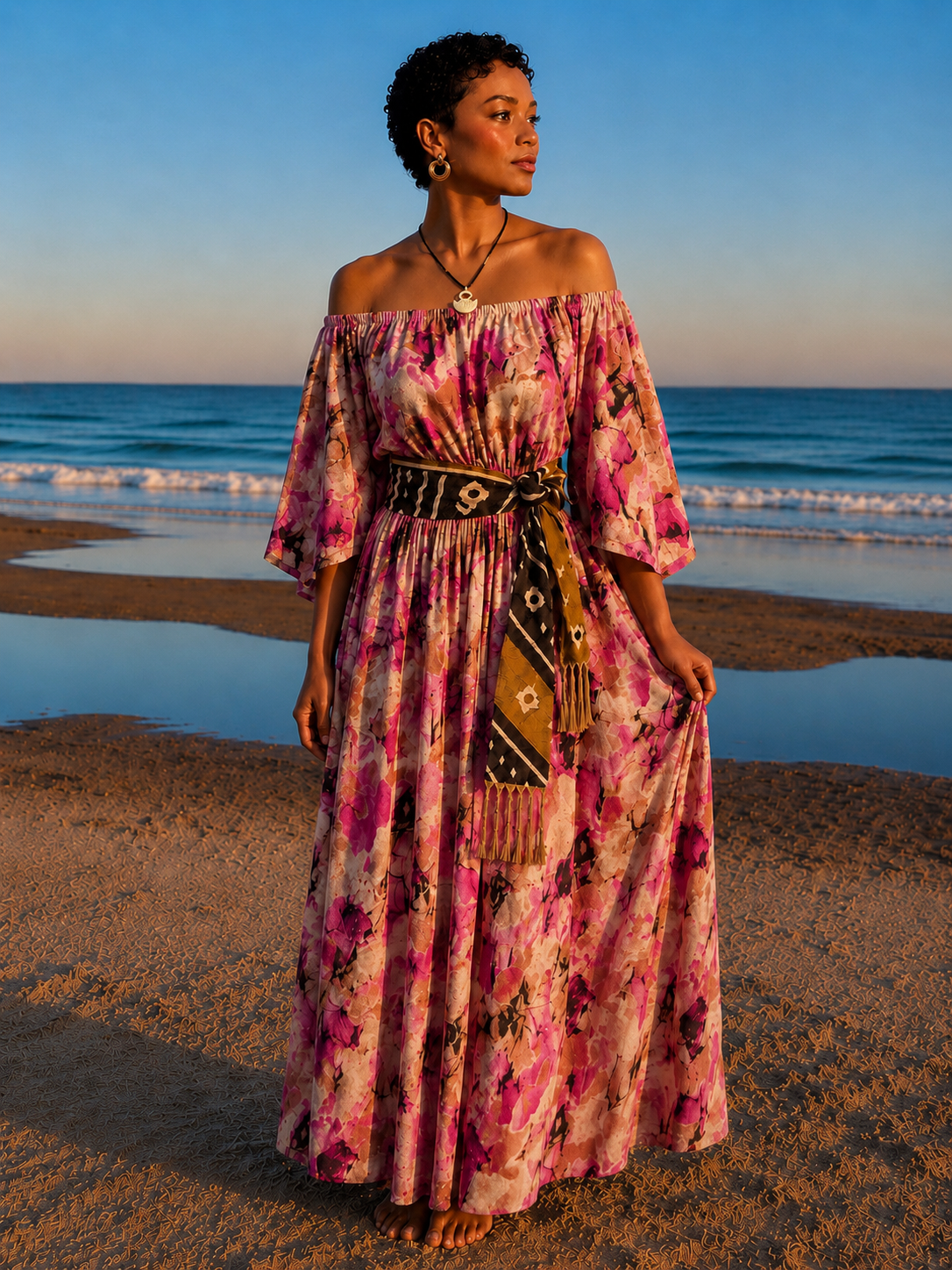 Robe Zina en pagne Melhfa 100 % coton