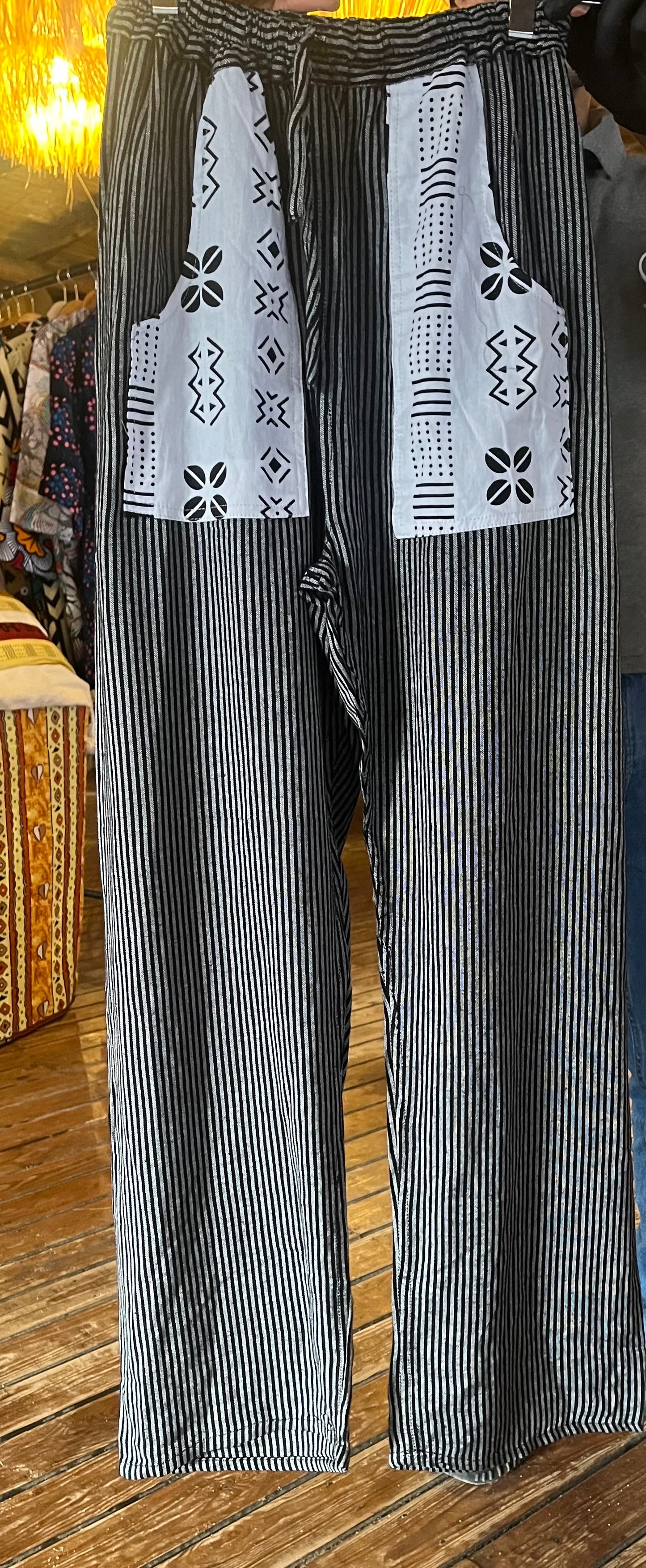 Pants en Lin avec rayures