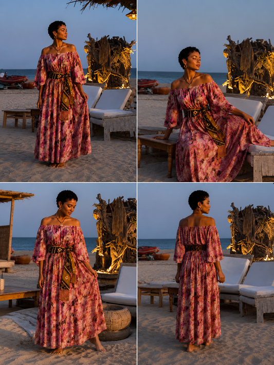Robe Zina en pagne Melhfa 100 % coton