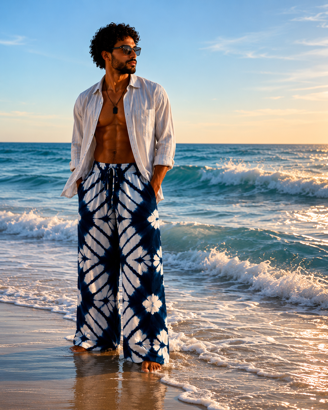 Pantalon Palazzo Shibori Indigo