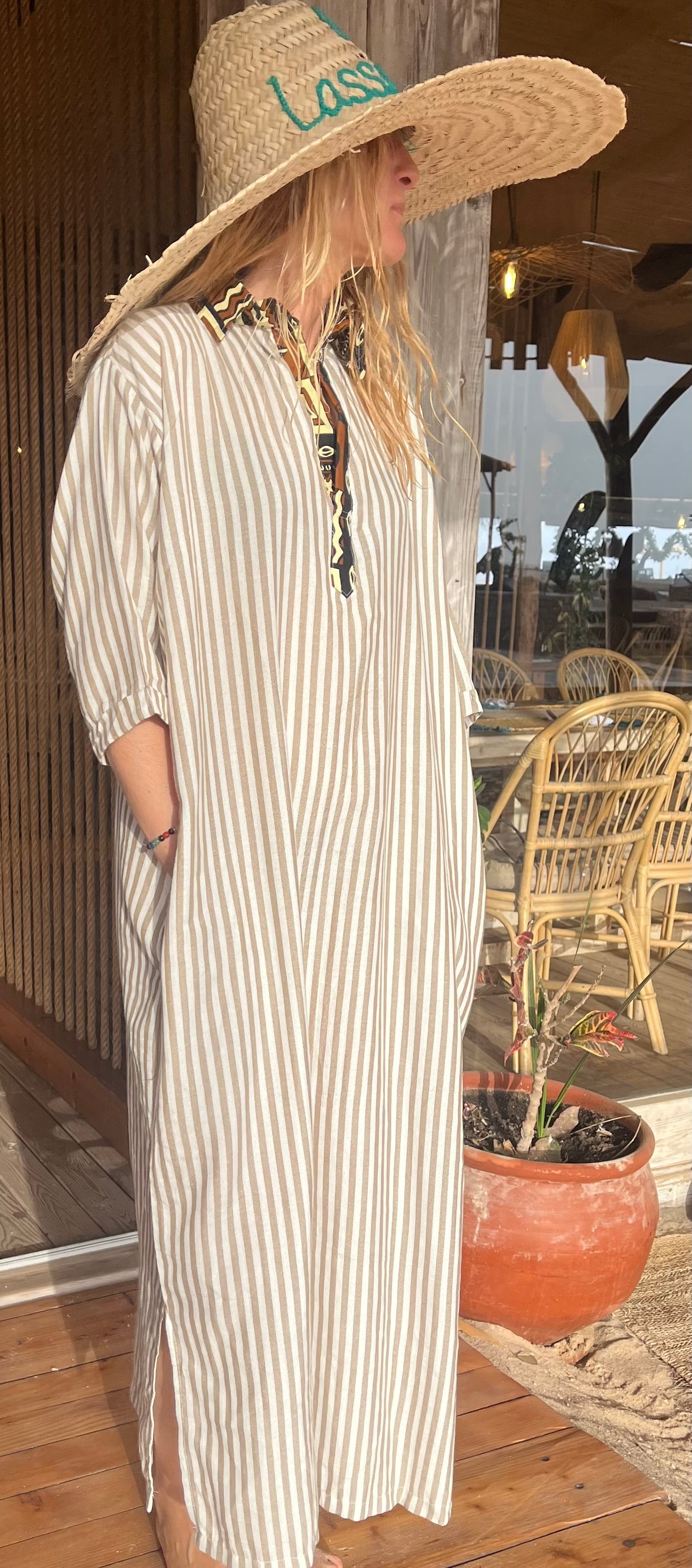 Robes rayée en lin & wax