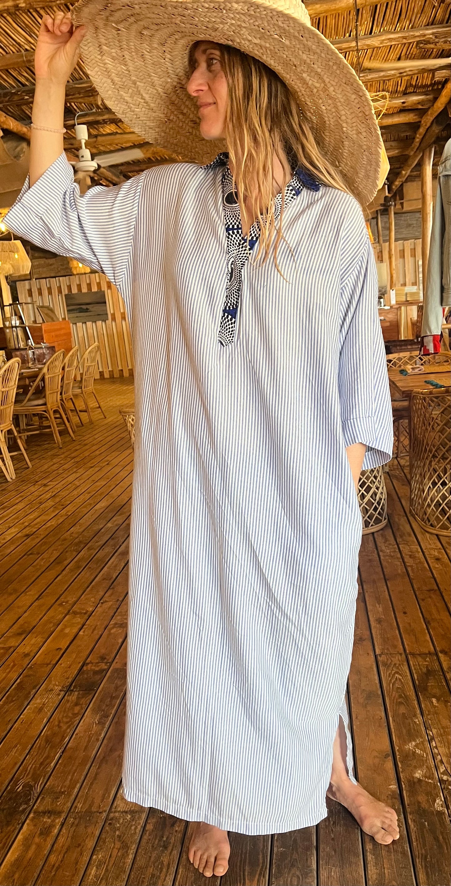 Robes rayée en lin & wax