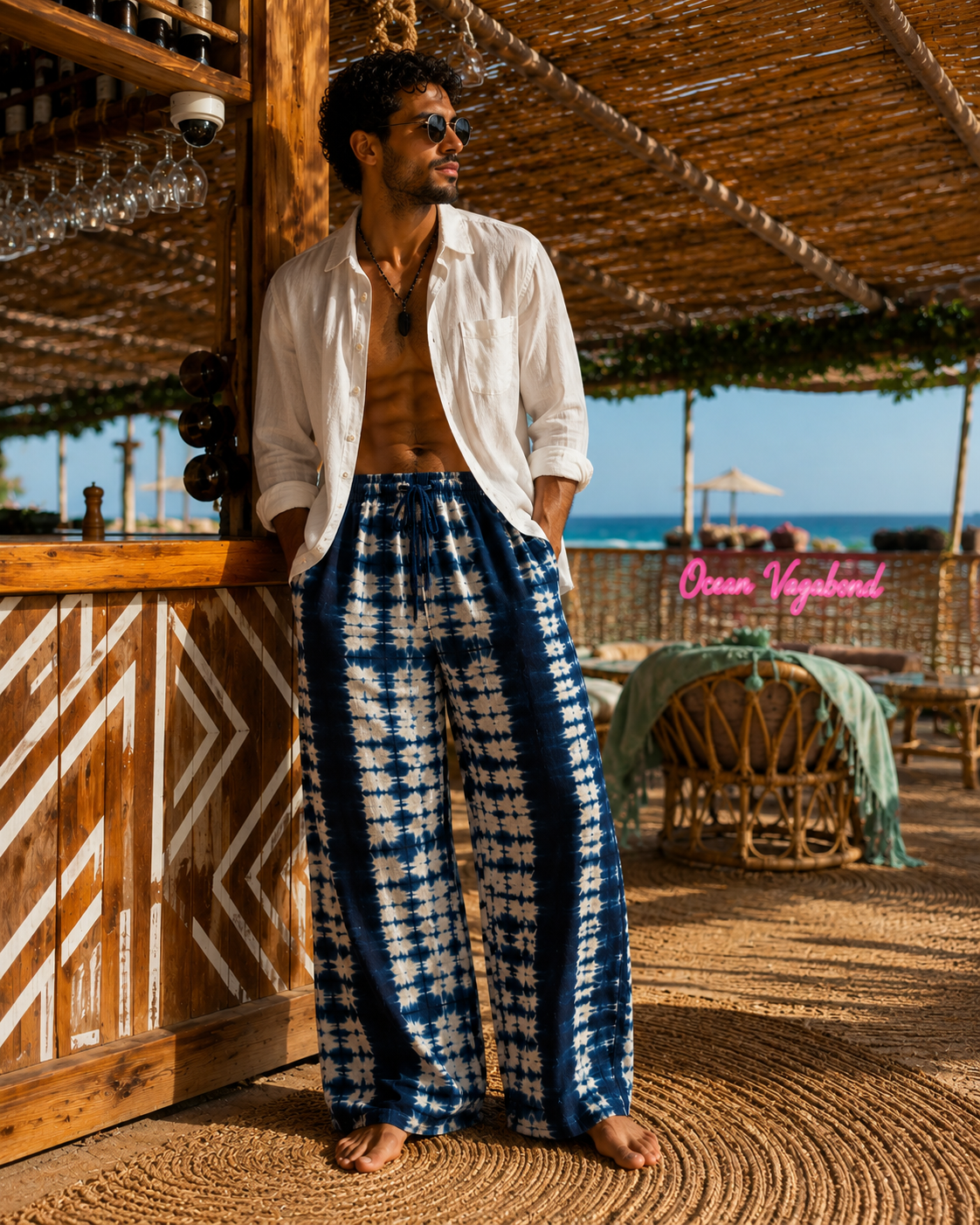 Pantalon Palazzo Shibori Indigo