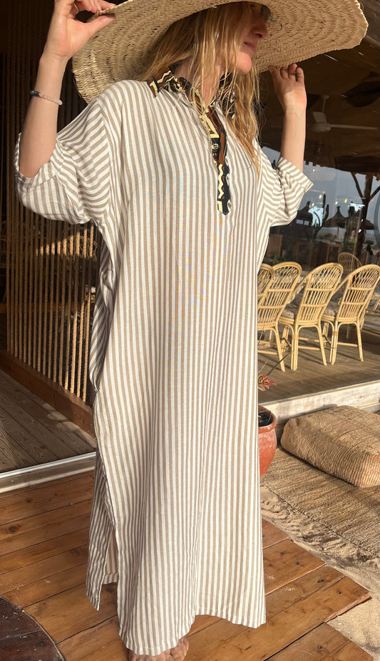 Robes rayée en lin & wax