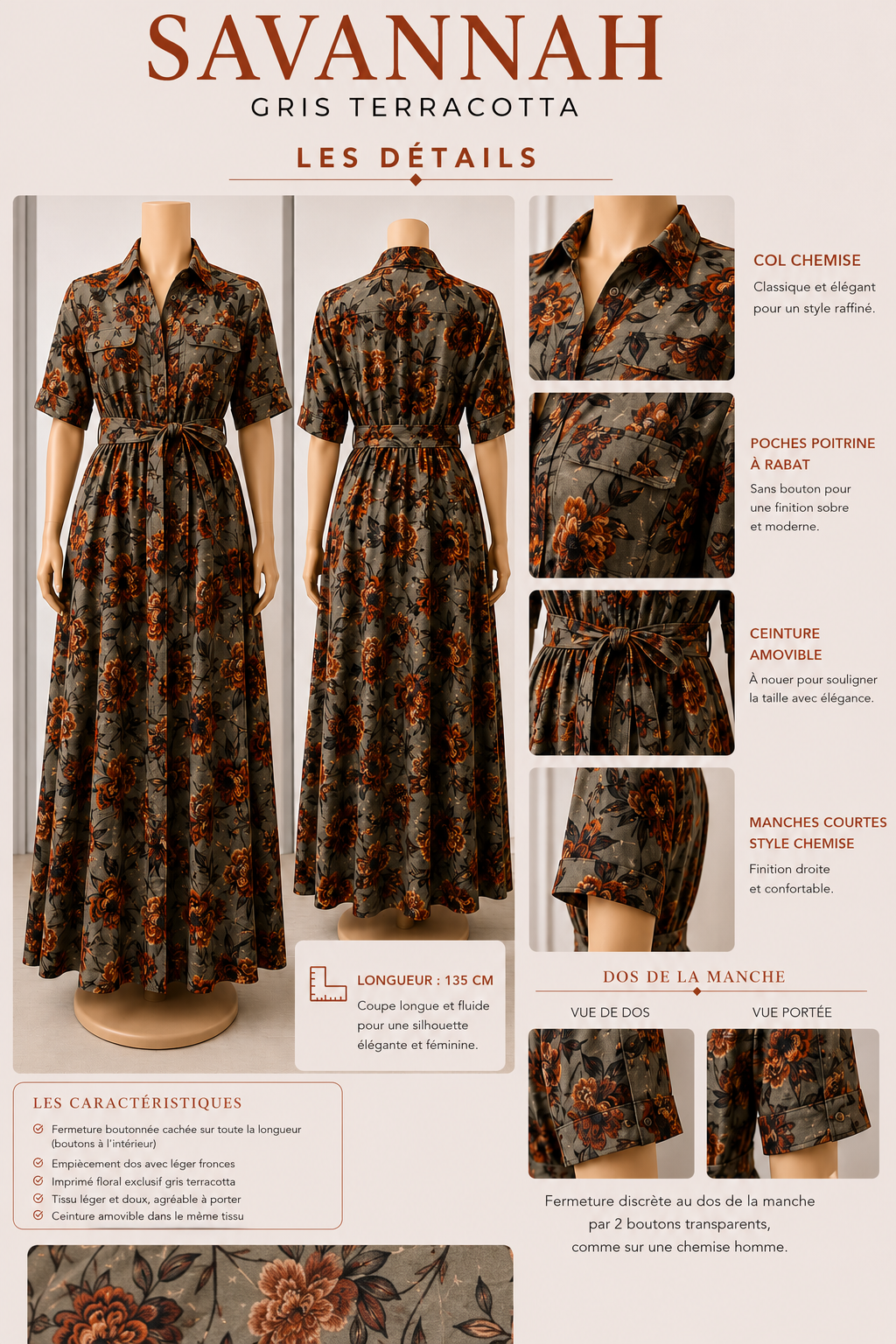 Robe Chemise Savannah avec Ceinture Amovible