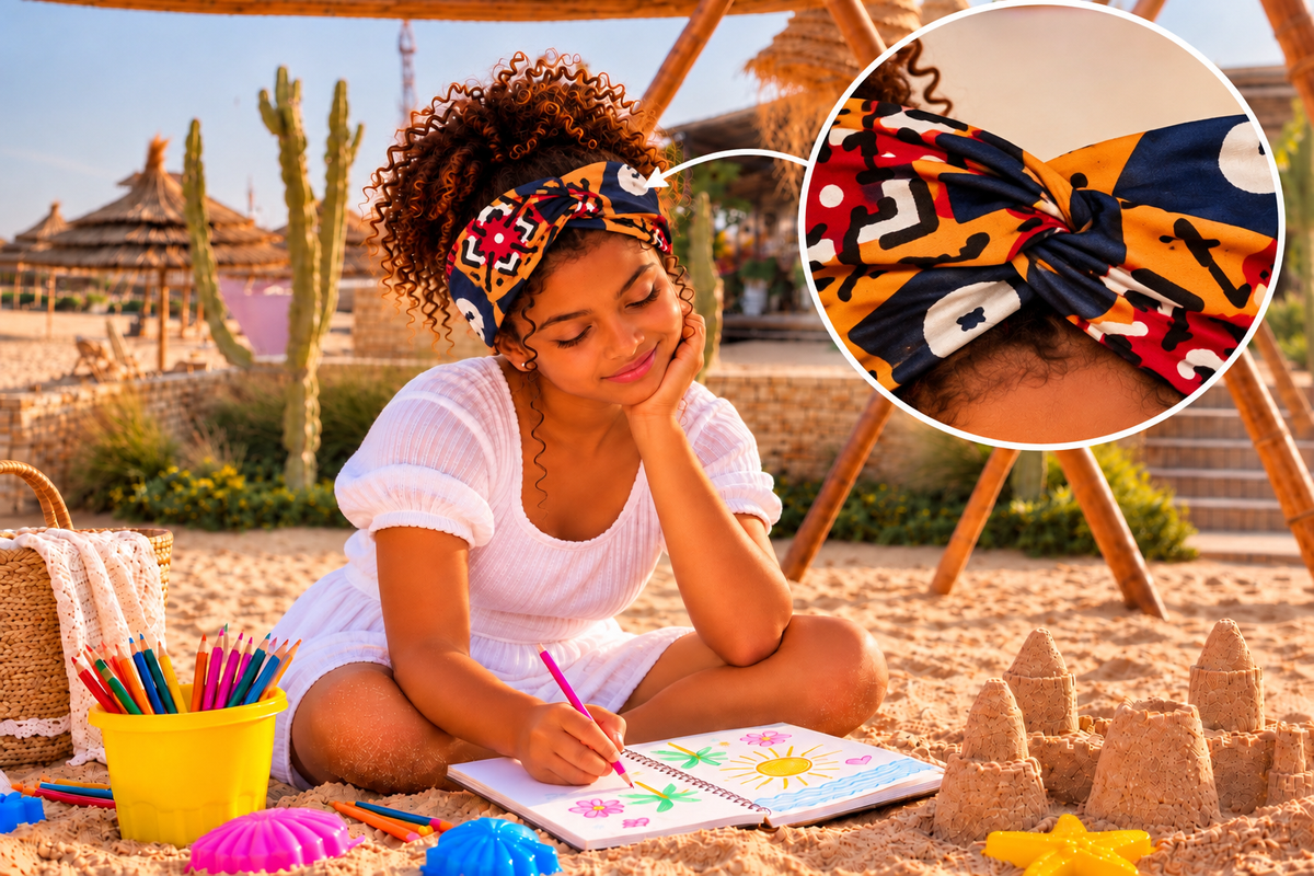Bandeau Cheveux Torsadé en Wax Afro - Serre-Tête Élastique Ajustable
