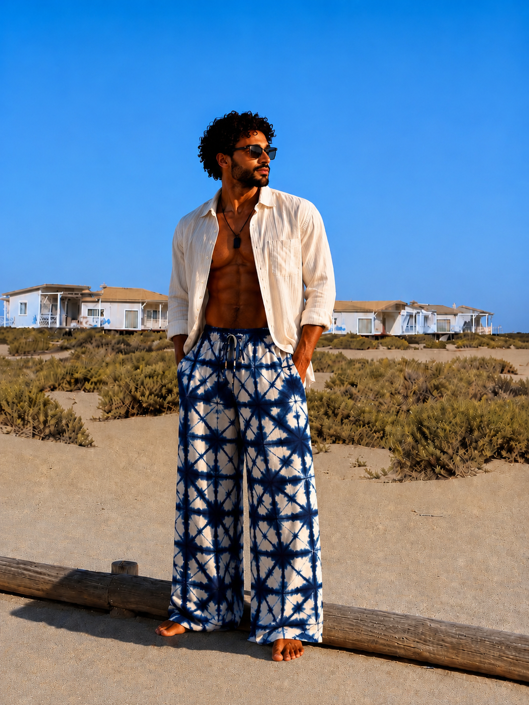 Pantalon Palazzo Shibori Indigo