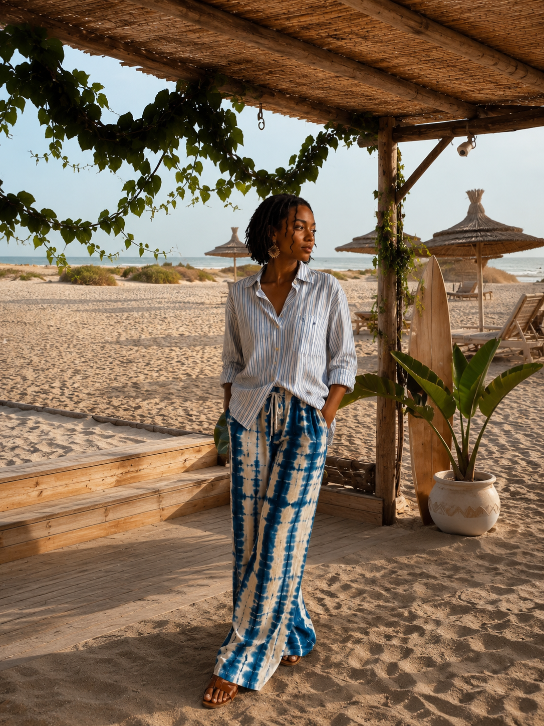 Pantalon Palazzo Shibori Indigo