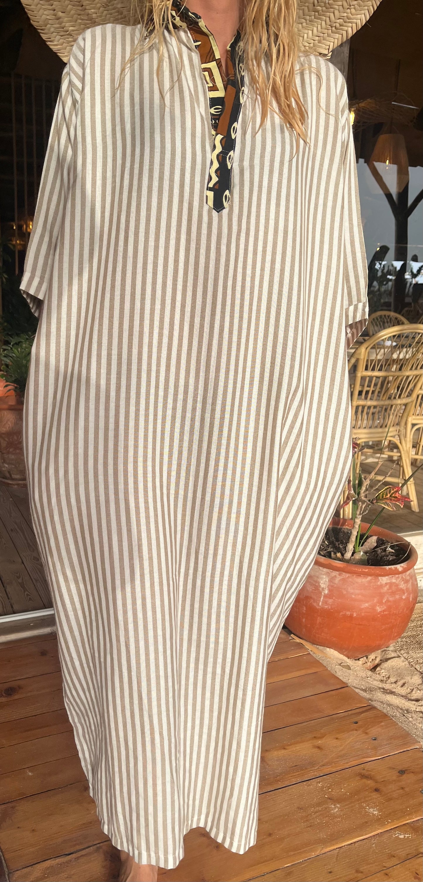 Robes rayée en lin & wax