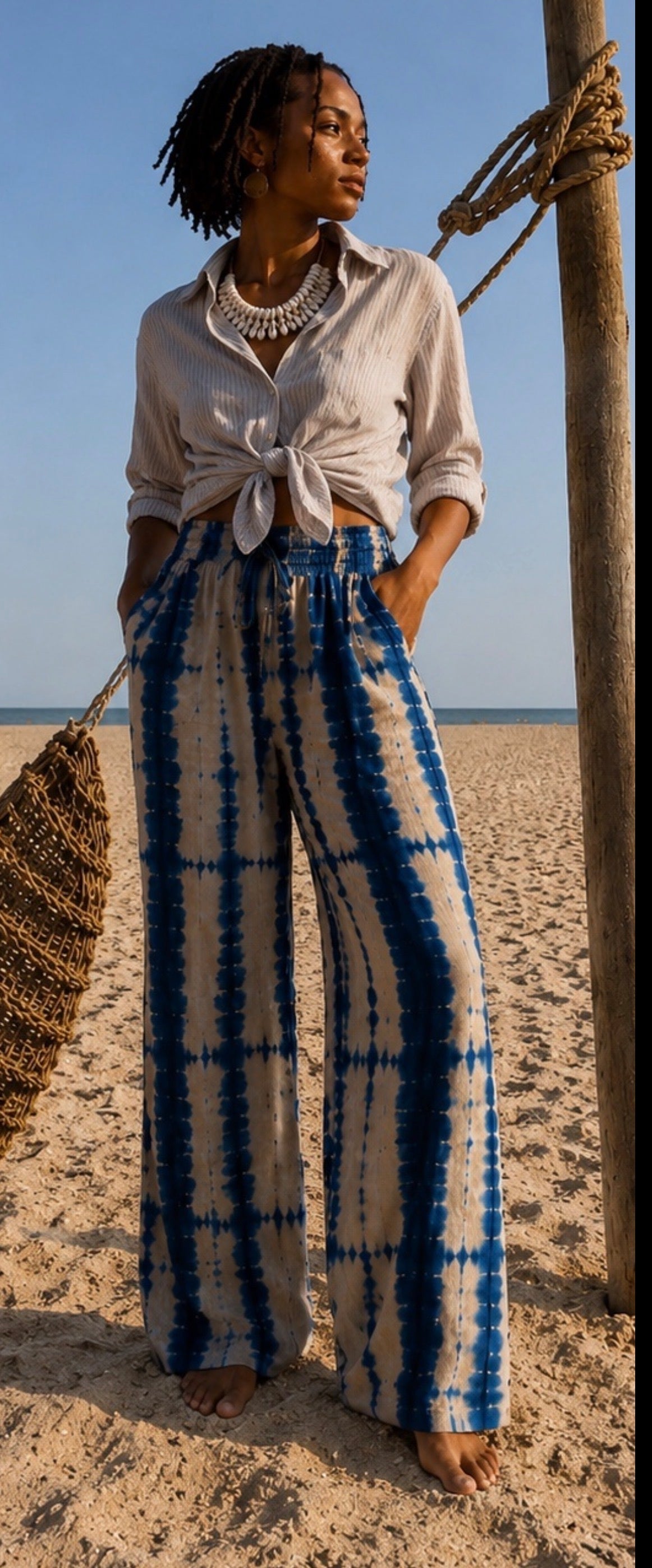 Pantalon Palazzo Shibori Indigo