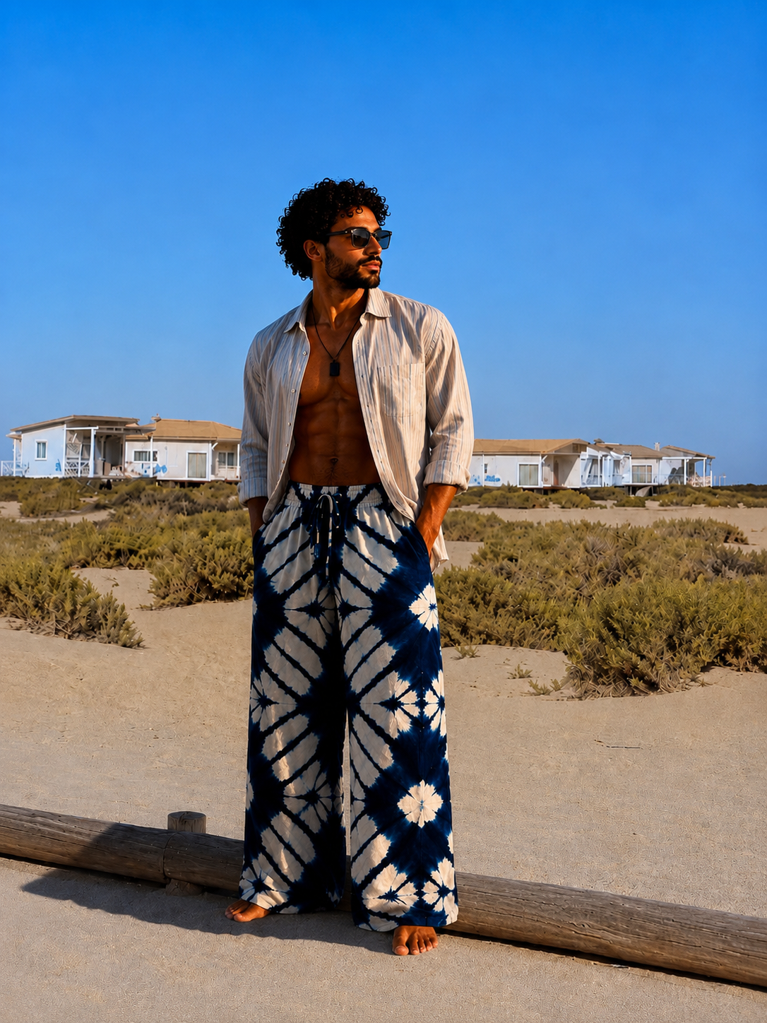 Pantalon Palazzo Shibori Indigo
