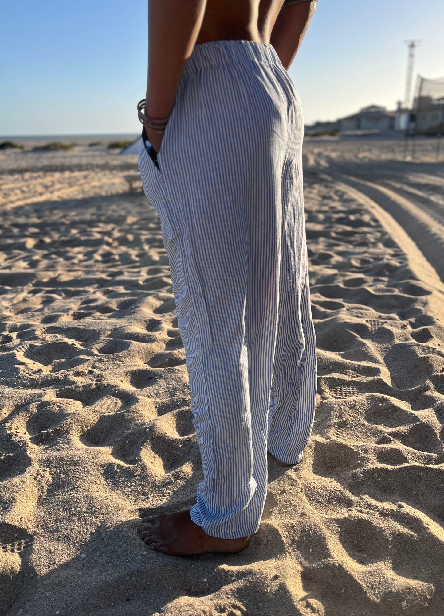 Pants en Lin avec rayures