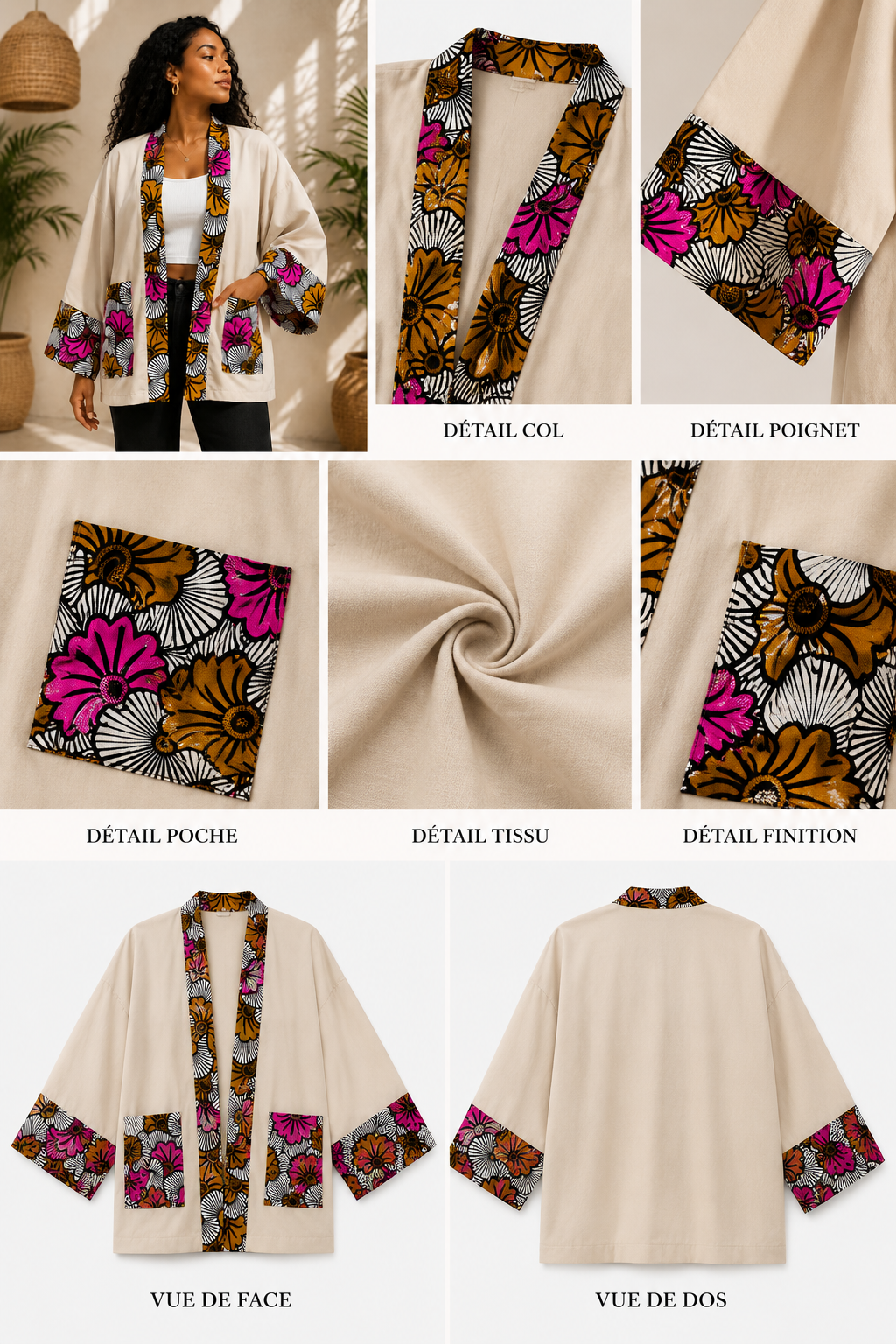 Kimono Sakura Soie & Wax